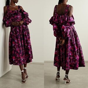 NEW NWT Ulla Johnson Caprice Ruffled Floral Print Midi Dress Zinnia